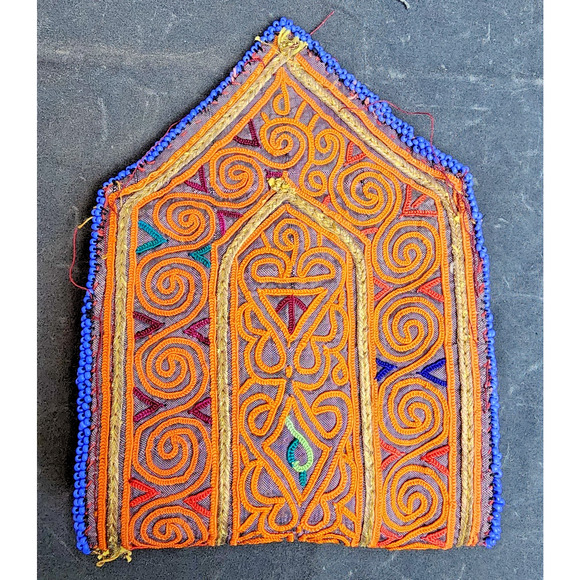 Kuchi Embroidered Pouch Wallet Central Asian Handmade Beaded Orange Swirls - Picture 6 of 6